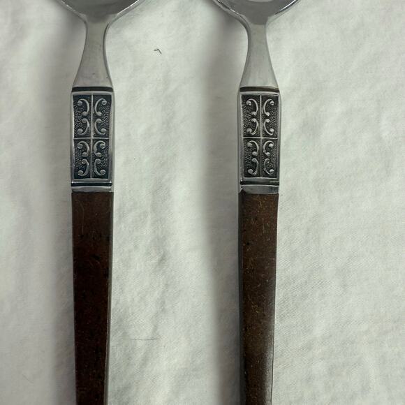Ekco Eterna La Joya VTG Set 4 Soup Spoons Stainless Steel Faux Wood Flatware - Picture 9 of 10